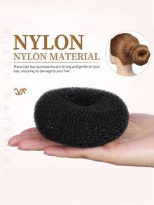 29 piezas Conjunto de accesorios para hacer moños de niña, que incluye 9 piezas de herramientas para hacer moños y 20 piezas de pasadores en forma de U - Negro - Ver 3