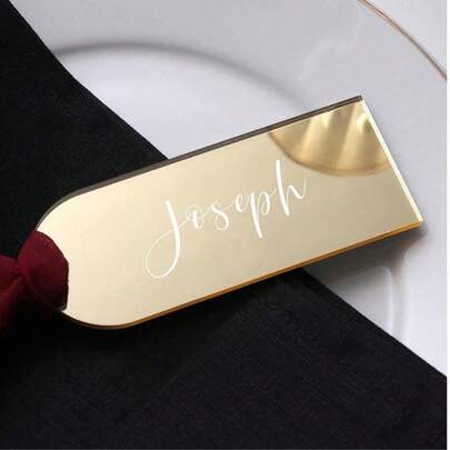 1/10/20pcs Blank Acrylic Tent Name Card, Arched Luggage Tag, Acrylic Blank Golden Mirror Seat Tag Without Ribbon, Wedding Guest Escort Card, Place Card Holder, DIY Party Signage Gift Tag