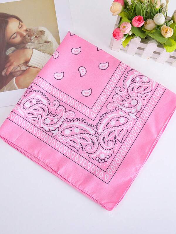 1 pieza Pañuelo bohemio casual con estampado occidental, vintage, para todo el año, para la vida diaria