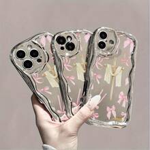 Funda para teléfono (1 unidad) con diseño de ondas electrochapadas y cadena de perlas. Protección completa contra golpes y caídas. Elegante accesorio compatible con las series 11, 12, 13, 14, 15, 16 Pro y Pro Plus. - Colores mixtos 3 - Ver 4