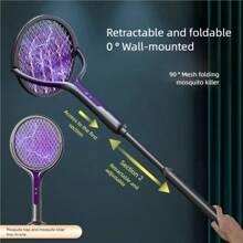 1pc USB Rechargeable Foldable Electric Mosquito Killer Fly Swatter Trap 4 IN 1 Mosquito Killer Lamp Fly Insect Zapper For Home,500mAh