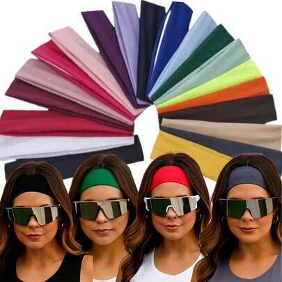 Kit 8 Faixas Sortidas Várias Cores Esportiva e Casual Moda Feminina Tamanho Único Com Elasticidade 3079A