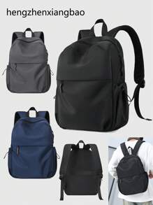 1pc Nylon Water-Resistant Multi-Functional Backpack, Fits Laptop, Business, School, Casual, Travel, Sports, Suitable For College & High School Students