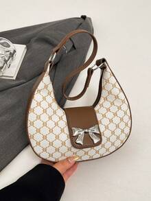 复古小众设计新款手提单肩腋下花卉新月包女士 - 彩色 - 查看 6