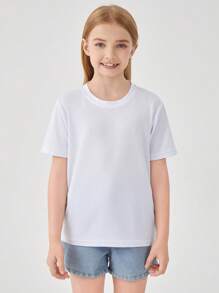 Customized Tween Girls' Sports T-Shirt, Please Upload Your Preferred Image And Copytext,Multi-Functional,Ornamental,Letter,Stylish,Modern,Colorful,Cute,Adorable,Casual,Custom,Personalised,Unique,Customized,Ideal Gifts For Him,Ideal Gifts For Her