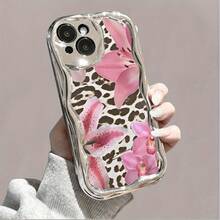 Funda para Teléfono 1PC Electrochapada Ondulada con Cadena Colgante de Perlas, Funda Protectora Anticaídas y Antigolpes, Accesorios de Moda Compatible con las Series 11, 12, 13, 14, 15, 73, Pro y Pro Plus - Moderna y De - Colores mixtos 3 - Ver 4