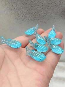 10/20 piezas Mini figuras de resina de tiburón, pequeñas esculturas de arte con diseño de lunares, adecuadas para acuarios y decoración de paisajes en miniatura, decoración del hogar, azul con diseño de lunares, regalos de Pascua