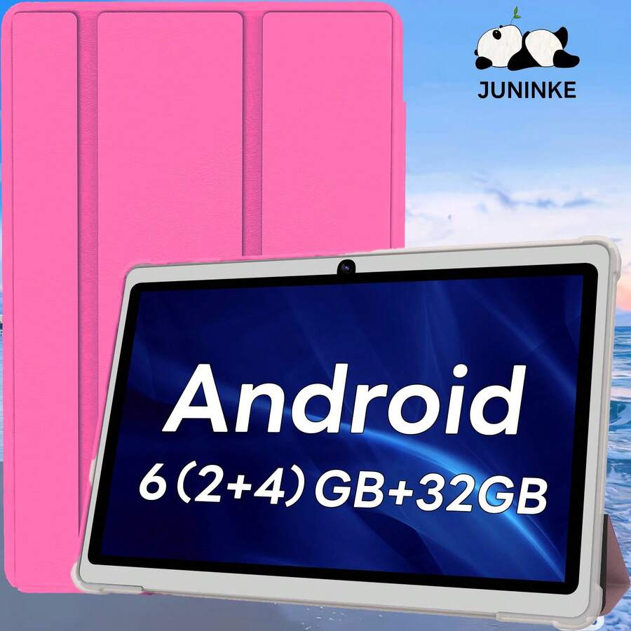 COLORROON Android Tablet, Quad-Core Processor, 6GB RAM (2 + 4GB, Expandable To 128GB), High-Definition IPS Display, Dual Cameras, Stereo Speakers, Wi-Fi, 32GB ROM - Suitable For Work And Entertainment - Màu Hoa hồng đỏ - Xem 1