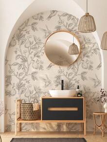 SUPSTICKER 3 件复古花卉、水果和鸟类图案墙面装饰贴纸（无粘合剂，用户需要购买胶水），适用于墙壁、浴室、橱柜、房间壁纸墙纸墙贴房间装饰 - 彩色 - 查看 5