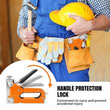 AutoFu Heavy Duty Hand Tacker Staple Gun - 3000 Staples 3 Type Nails Stapler, 3 In 1 Upholstery Stapler For Fixing Material, Decoration, Carpentry, Furniture, Doors And Windows Back To School - Orange - View 7