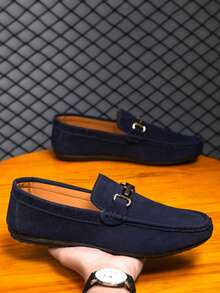 Men's Loafers New Penny Shoes Casual Slip-On Boat Shoes Black Leather Soft Bottom Lightweight Moccasins Flat Dress Shoes Casual Oxfords (Size Up One Size) - Blue - View 7