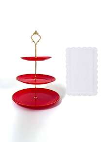 4 Styles, 3 Colours Cake Stand , White Square Lace Edge Tray, Plastic Dessert Table Stand Set , 3 Tier Cupcake Display Stand Biscuit Tray Stand Serving Tray Cake Display Tower And 1 Piece Dessert Tray Set Ideal For Baby Showers, Tea Parties, Weddings, Birthday Parties, Baby Gender Reveal Parties, Baby Shower Party Decorations (Multi Colours) - Multicolor - View 14