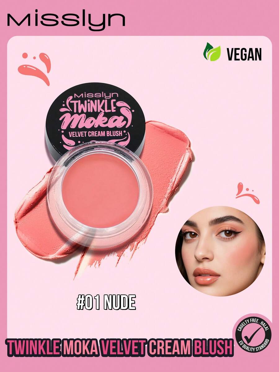 MISSLYN Shimmering Mocha Velvet Blush, Creamy To Powder Texture, Smooth, Long-Lasting, 6 Shades Available, Lightweight And Blendable, High Color Payoff, Fine Texture, Natural Finish. Brand Makeup, Face Makeup, Suitable For Women And Girls, Winter Essential, Y2K Style, Fashion Versatile, Birthday Gift, Valentine's Day Gift, Party Gift, New Year Gift, Best Color, Cruelty-Free And Vegan. - #01 Nude - 查看 1