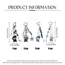 1pc Gojo Creative Star Phone Case Beaded Hanging Chain, Keychain Hanging Item Personalized Versatile Phone Chain, Car Hanging Fashion, Black And White Surrounding Fashion Creative Acrylic Beaded Phone Case Chain, Card Book Hanging Rope Camera Chain Valentine's Day Valentines School Cartoon