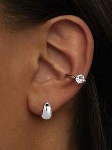 S925 Sterling Silver 14K Gold Plated Hypoallergenic Waterdrop Small Huggies Hoop Earrings For Women Girls Everyday Wear