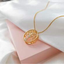 Elegant Tree Of Life Pendant Necklace With Zirconia, 925 Silver Or 18k Gold Plated - Vàng - Xem 5