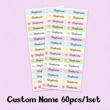 60pcs/ 120pcs/ 180pcs/ 240pcs Custom Name Sticker, Cartoon Small Fresh Cute Waterproof Modern School Supplies Label, Back To School, School Supplies, Paper Name, Category Sticker, Number Category, Customized Waterproof Name Labels For School Supplies, Personalized Stickers For Water Bottles, Lunch Boxes, And Personal Items, Warm Ambience, Autumn Home Refresh, Xmas Decoration