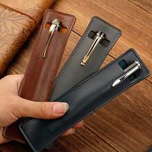 1 件复古 PU 笔袋，简约风格收纳袋，学生文具笔/铅笔盒，学校用品，返校 - 彩色 - 查看 4