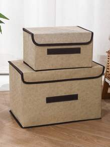 1 pezzo Scatola di storage pieghevole per casa con coperchio, contenitore di archiviazione file multi-funzionale con zip doppia, scatola di storage per vestiti in tessuto Oxford stile cassetto, per jeans, maglioni, decorazione autunnale, decorazione festiva, decorazione per la stanza, decorazione da camera da letto, decorazione per armadio