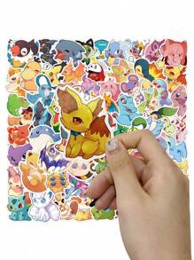 pokemon 50pcs Pokemon Cartoon Graffiti Stickers, Decorative Stickers For Scrapbooking, Gifts, Student Handmade Materials, Waterproof Stickers For Car, Luggage, Cup, Stationery