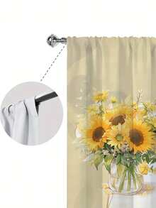 2pcs Sunflower Print Kitchen Window Curtain,Without Holes Curtain,Refer To Bedroom Office Kitchen Living Room Study Home Decor - Multicolor - View 7