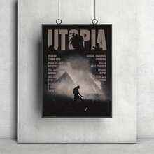 1 pieza Póster inspirado en el álbum "Vibrant Utopia" - Arte decorativo sin marco, estilo clásico y moderno con tema musical, impresión en lienzo para decoración de pared - Arte para interiores y exteriores para el hogar, oficina, baño, sala de estar, dormitorio, comedor con diseño pintado de patrón sólido de música, pintura artística de pared, arte de pared creativo y divertido, regalo ideal para amantes de la música sin marco
