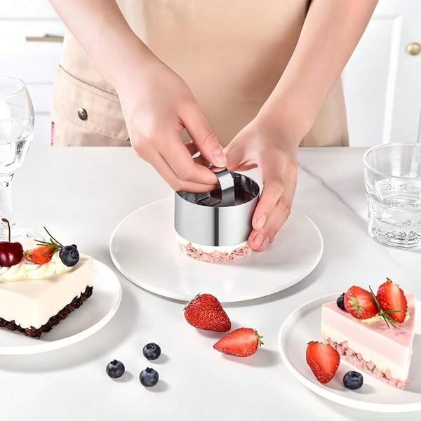 Stainless Steel Triangle, Flower Shape, Round, Square Shape, Heart-Shaped Mousse Ring, Suitable For Making Cakes, Biscuits, Etc., Perfect Kitchen Baking Tool.