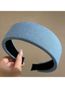 1 stuk Koreaanse vintage denim hoofdband, brede effen haaraccessoires met brede rand voor dames, haarband, haarringen
