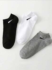 1 par de calcetines unisex, calcetines deportivos, calcetines cortos blancos/negros/grises, calcetines invisibles, de unicolor y estilo minimalista, adecuados para uso diario casual