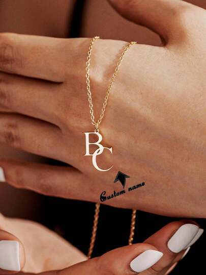 Custom Stainless Steel Two Letter Necklace - 18K Gold Plated His & Hers Couple Pendant, Hypoallergenic Personalized Jewelry , Anniversary/Christmas Gift
