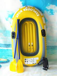 Small PVC Inflatable Water Recreation Boat/Raft, 2 Person Inflatable Fishing Boat/Dinghy - Yellow - View 5