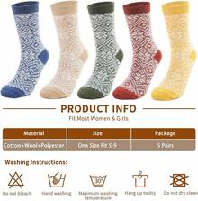 SISOSOCK 5 Pairs Fuzzy Soft Cozy Fluffy Socks Women, Casual Thick Plush Comfy Sleep Socks, Warm Winter Gifts Women - 多色-lb-3 - 查看 4