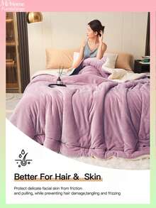 1 件紫色牛奶绒和羔羊毛双层绗缝超柔软传统法兰绒珊瑚绒毛毯，适用于沙发、办公室、卧室、旅行和露营，四季多用途毛毯，可机洗，适合男孩、女孩和学生