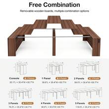 Advwin 118" Extendable Dining Table With Storage, Folding Multipurpose Table For 2-12 People, Modern Wooden Table For Meetings, Weddings, Office, Party - 棕色 - 查看 3