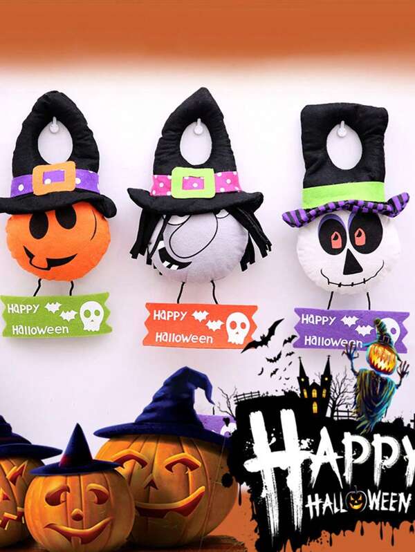 Halloween Dolls,Halloween Cartoon Door Scene Pendant Layout Installation Half Door Part Pendant Pumpkin Witch, Suitable For Party Supplies, Halloween Decorations,Room Decor