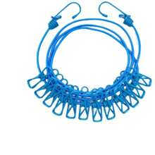 Tender de ropa portátil y retráctil para uso en exteriores con cuerda elástica y 12 pinzas