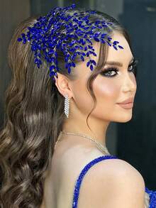 1件女士银色水钻发带，优雅头饰，适合婚礼新娘发型，也适合宴会、派对、时尚配饰和情人节配饰。