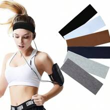 1pc Sports Solid Color Headband, Fitness Elastic Sweatband, Yoga Stretchy Non-Slip Headwrap, Suitable For Daily Wear Hair Accessories Fashion Head Wrap, School Stuff, College, Headbands
