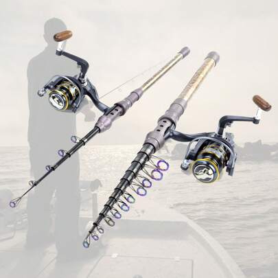 1.8m-3.6m Telescopic Fishing Rod Optional Reel Metal Alloy Accessories Carbon Fiber Carp Multifunction Spinning Rod Reel Portable Travel Pole Fish Tackle