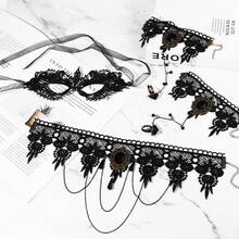 JEWELRYWE Women's Lace Masquerade Mask Set, Venetian Mask With Choker And Bracelet, Face Decoration, Suitable For Halloween/Cosplay/Stage Performance/Wedding Styling Accessories/Carnival/Theme Party - Kiểu 2 - Xem 3
