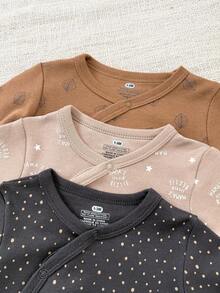 3 PCS Baby Boy Girl 0-12 Months Casual Long Sleeve Baby Rompers Soft Newborn Clothes Autumn Winter - Multicolor - View 3