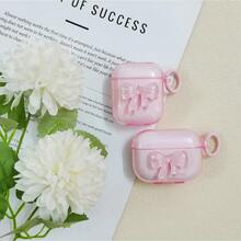 For AirPods Pro 1st Generation Case Pink Bow Cute Clear GlitterAesthetic Women Girly With Keychain Protective Earphone Cover For AirPod Pro - Pink - View 6