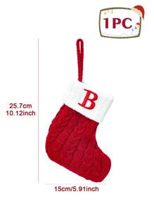1 pieza Calcetín navideño de punto rojo de 10 pulgadas, calcetín colgante con letras en inglés y copos de nieve, para decoración de fiestas navideñas 2026, suministros y decoración de habitaciones navideñas, calcetín navideño personalizado con inicial, decoración navideña del hogar y familiar, adorno del árbol de Navidad, paquete de regalos sorpresa de Nochebuena, disfraces y favores de fiesta navideña