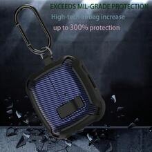Funda protectora compatible con Galaxy Buds 3 Pro, funda para Bud 3 con clip, kit de limpieza, carcasa militar y armadura protectora con cierre y mosquetón para Galaxy Buds 3 y 3 Pro 2024 para hombres y mujeres en negro y azul - Negro-Azul - Ver 3