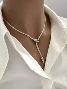 1 件优雅蛇骨项链，不锈钢蛇形链适合女性日常佩戴 - 蛇形項鍊 - 查看 1