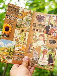 36pcs Cute Cartoon INS Journal Decorative Stickers, Illustrated Book Series, Suitable For Gifts, Office, Home, Marking, Labels, Classrooms, Entertainment Toys, Student Planner, Creative Retro DIY Decorative Stickers,For School Supplies,Back To School