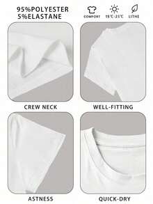 Women's Cartoon Print Casual Loose Daily Simple Style Round Neck Short Sleeve T-Shirt Tops Cute Tops, Micro Elastic, Non-See-Through, Easy Care Material, Perfect For Daily Wear - 白色 - 查看 4