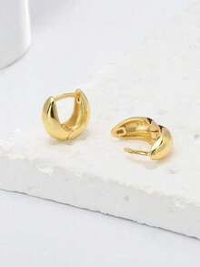 S925 Sterling Silver 14K Gold Plated Hypoallergenic Waterdrop Small Huggies Hoop Earrings For Women Girls Everyday Wear