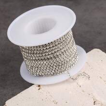 10 Yards/Roll SS6-SS16 AB Color Crystal Rhinestone Chain, Crystal Rhinestone Dense Chain, Gold/Silver Claw Set Diamond Chain, Rhinestone Claw Chain, Rhinestone Decor Chain, Rhinestone Sewing Craft Chain DIY, Elegant Minimalist Body Chain, Rhinestone Decor Chain, Claw Chain, Crystal Rhinestone Chain - Multicolor - View 13