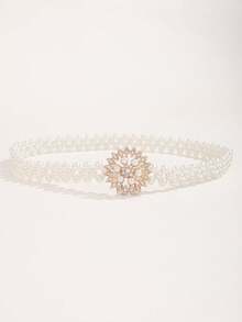 1pc Elegant Pearl Waist Chain, Suitable For Summer, Autumn, Halloween And Other Occasions - White - View 3